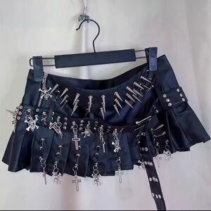 Black Punk Goth Style Mini Skirt